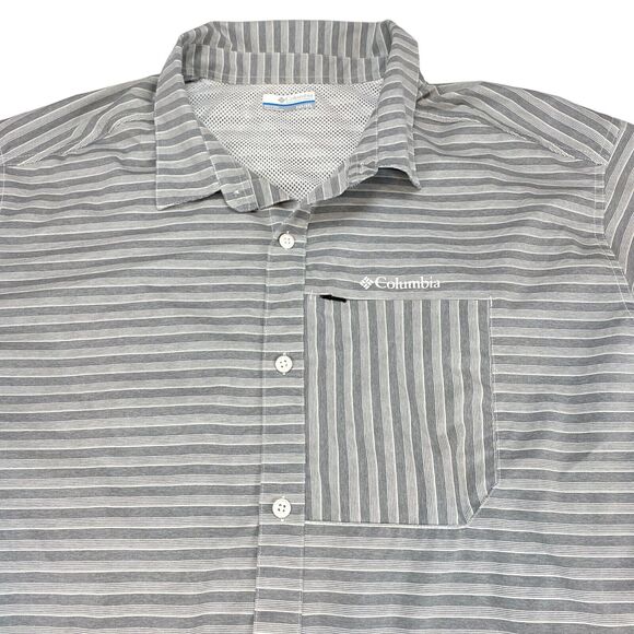 Columbia Shirt MensTall 2X Gray Twisted Creek Omni Shade Collared Button Down - Picture 11 of 14
